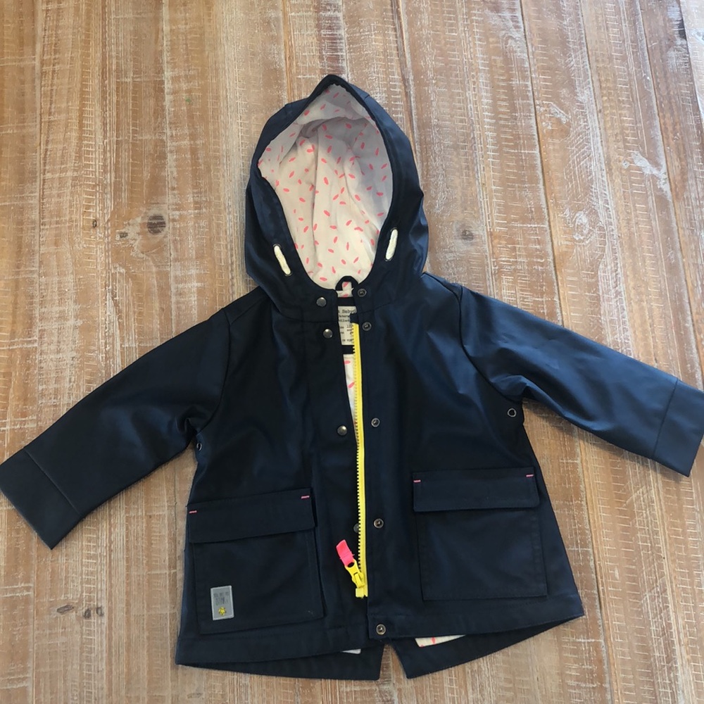 Zara navy blue rain coat 12/18 months